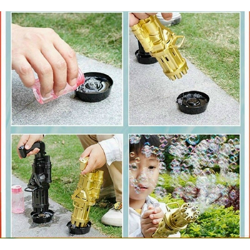 Đồ chơi bắn bong bóng xà phòng, súng bắn bong bóng xà phòng 8 nòng cho bé