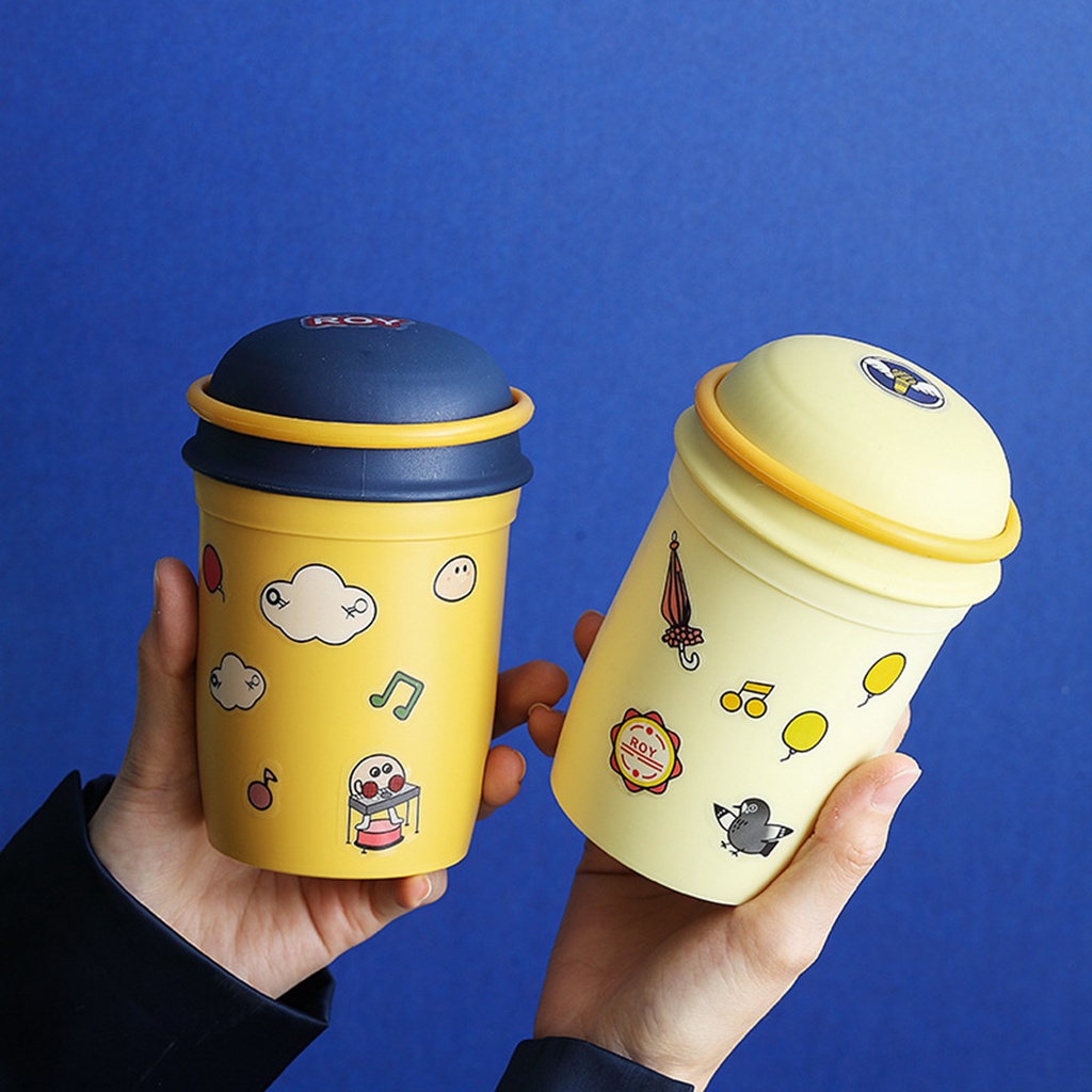 1 Set Cốc Uống Nước Có Muỗng Dung Tích Lớn Không BPA Cho Học Sinh