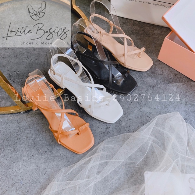 LOVIIEBASICS - SANDAL QUAI MẢNH XỎ NGÓN - SANDAL XỎ NGÓN NỮ ĐẾ BỆT - SANDAL NỮ DÂY MẢNH - SANDAL ĐẾ VUÔNG 3 PHÂN S200612