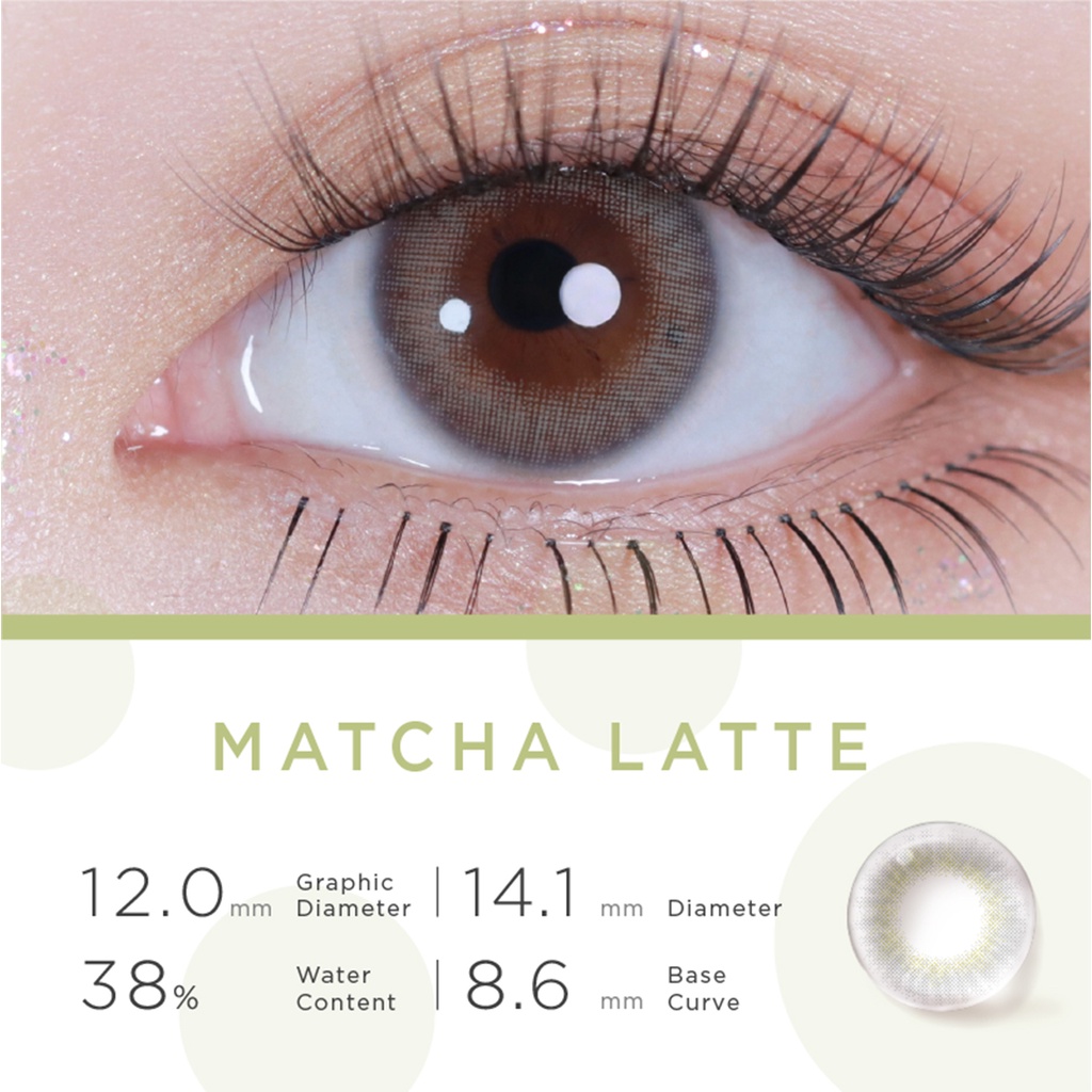 Kính áp tròng Moody Matcha Latte 14.1mm dùng một tháng hợp thời trang