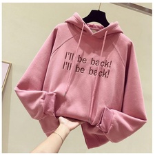 Áo hoodie nữ dài tay lót nỉ mỏng màu hồng basic năng động trẻ trung_A7025