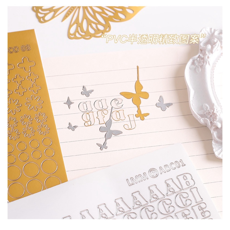 Zanmo tờ nhãn dán sticker trang trí toploader dập nổi họa tiết sáng tạo