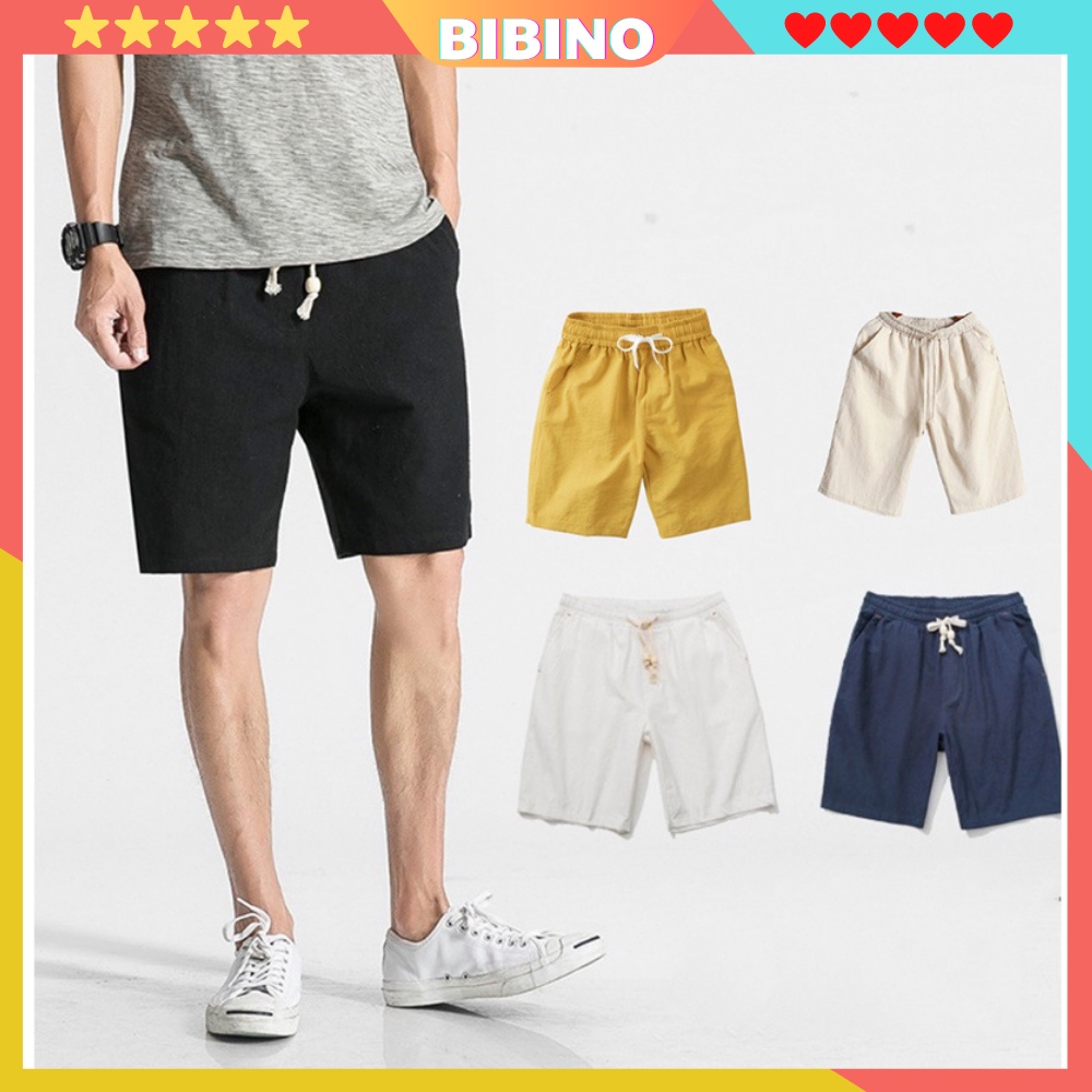 Quần short đũi nam đùi thể thao nam big size unisex form rộng vải đũi mềm mịn dày dặn cao cấp thoáng mát BIBINO