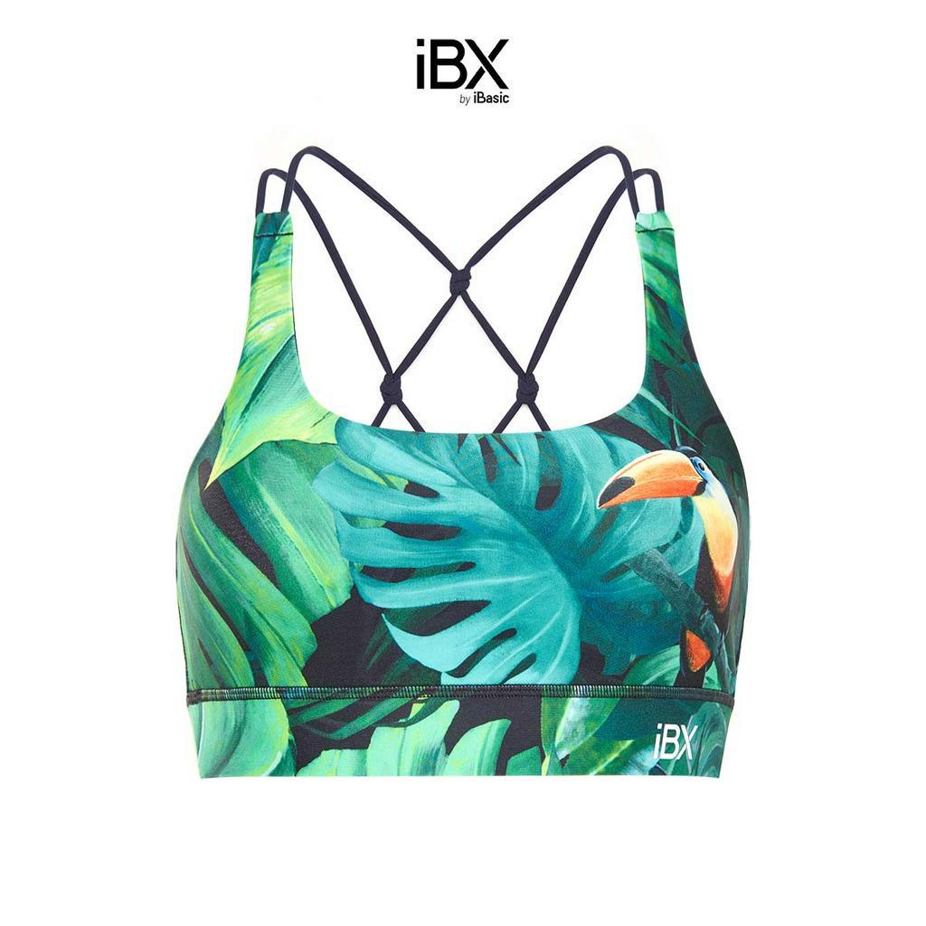 [TẶNG ÁO THUN] Áo ngực thể thao họa tiết lưng đan dây tập Yoga iBasic IBXW003T-1