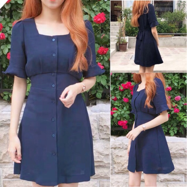 NAVY BLUE DRESS (Đầm xanh navy có dây cột)