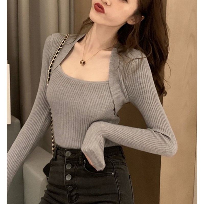 Thời trang CHIPXINH siêu sang - Áo len chéo vai tôn ngực form dáng ôm body