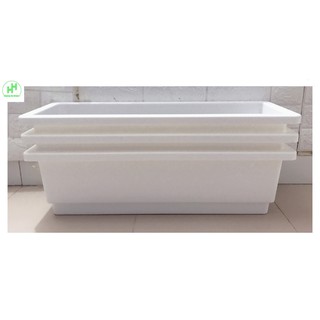 3 Chậu/ Khay/ Máng Nhựa Trồng Rau, Trồng Hoa, Cây Cảnh Kích Thước 67X24X19Cm - Màu Trắng