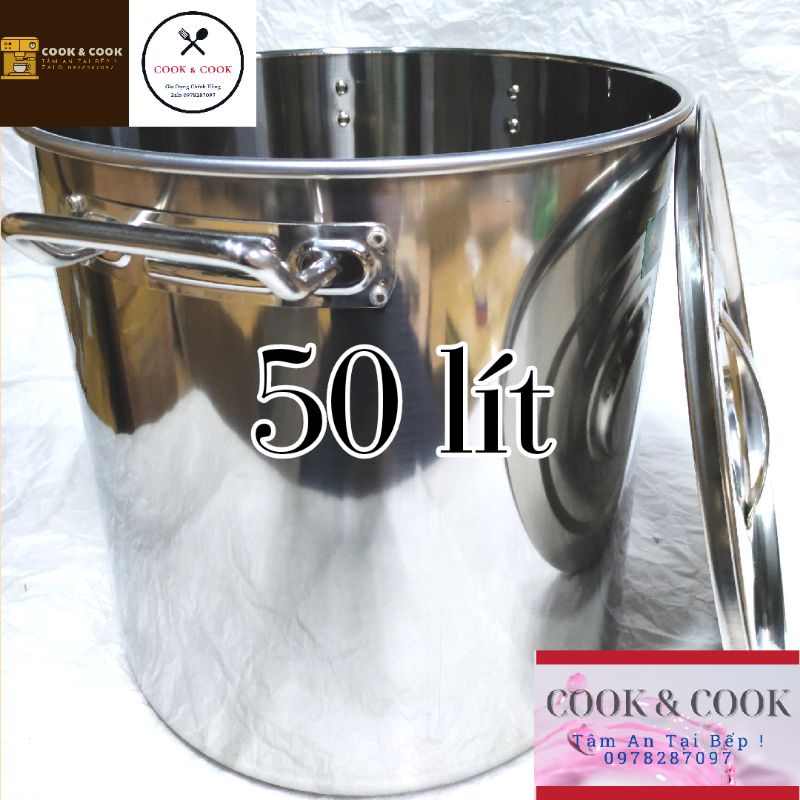 Nồi súp inox 40, 45, 50 lít Vietcook đáy từ size 40 nồi hầm xương, luộc gà, nồi luộc bánh chưng, nồi phở...