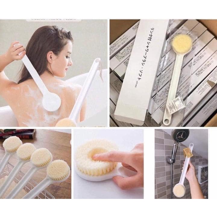 CỌ TẮM KÌ LƯNG MUJI NHẬT BẢN- TRẮNG dày dặn, cọ sạch