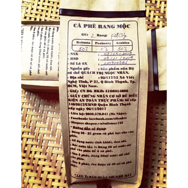 500 GRAM CÀ PHÊ PHỐI TRỘN 50% ROBUSTA VÀ 50% ARABICA - DÀNH CHO PHA PHIN/PHA MÁY..