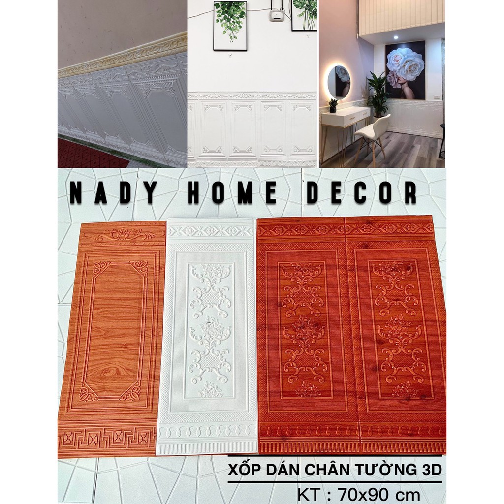 Xốp Dán Chân Tường 3D Kích Thước Lớn 70x90 cm, Hàng Loại 1 Cao Cấp