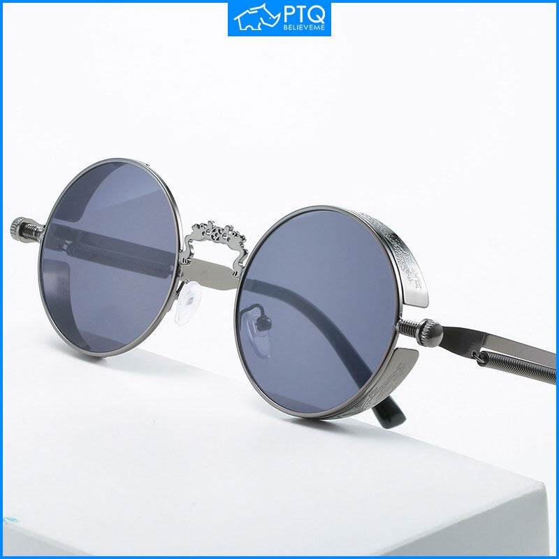 Kính Mát PTQ Gọng Tròn Họa Tiết Rồng / Phượng Hoàng Điêu Khắc Độc Đáo Thời Trang 2022