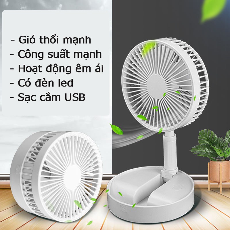 Quạt tích điện gấp gọn CAO CẤP - Quạt để bàn Foldable Fan - Pin 7200 mAh 4 chế độ gió cực mạnh (KÈM ĐIỀU KHIỂN TỪ XA)