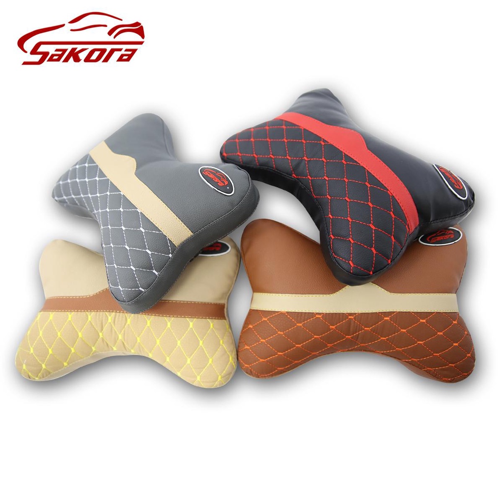 [HCM] 2pcs gối tựa đầu dành cho ghế ô tô xe hơi xe tải bằng sợi bông bọc giả da mền mại bảo vệ cổ gáy[ZT N23]