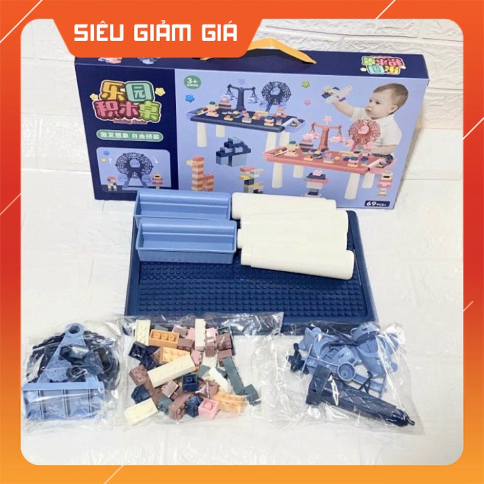 [MẪU MỚI] Bộ bàn xếp hình lego 69 chi tiết cho bé lắp ráp sáng tạo thông minh