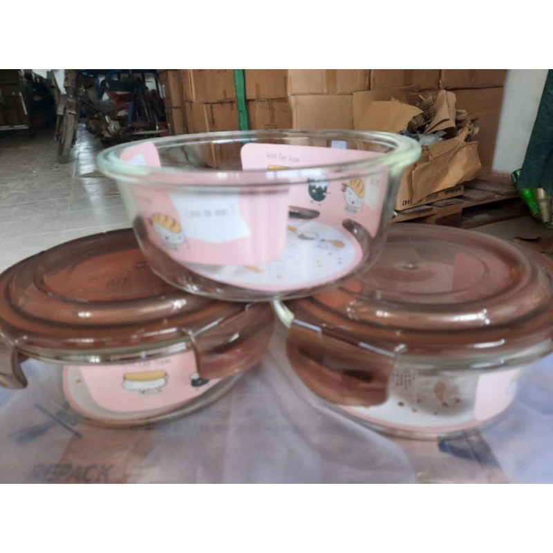 Hộp thủy tinh 620ml nắp màu nâu | BigBuy360 - bigbuy360.vn