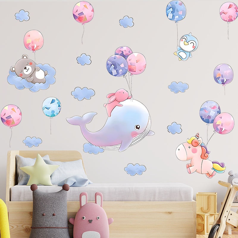 Miếng Dán Tường Trang Trí Phòng Trẻ Em Hình Hoạt Hình Dễ Thương