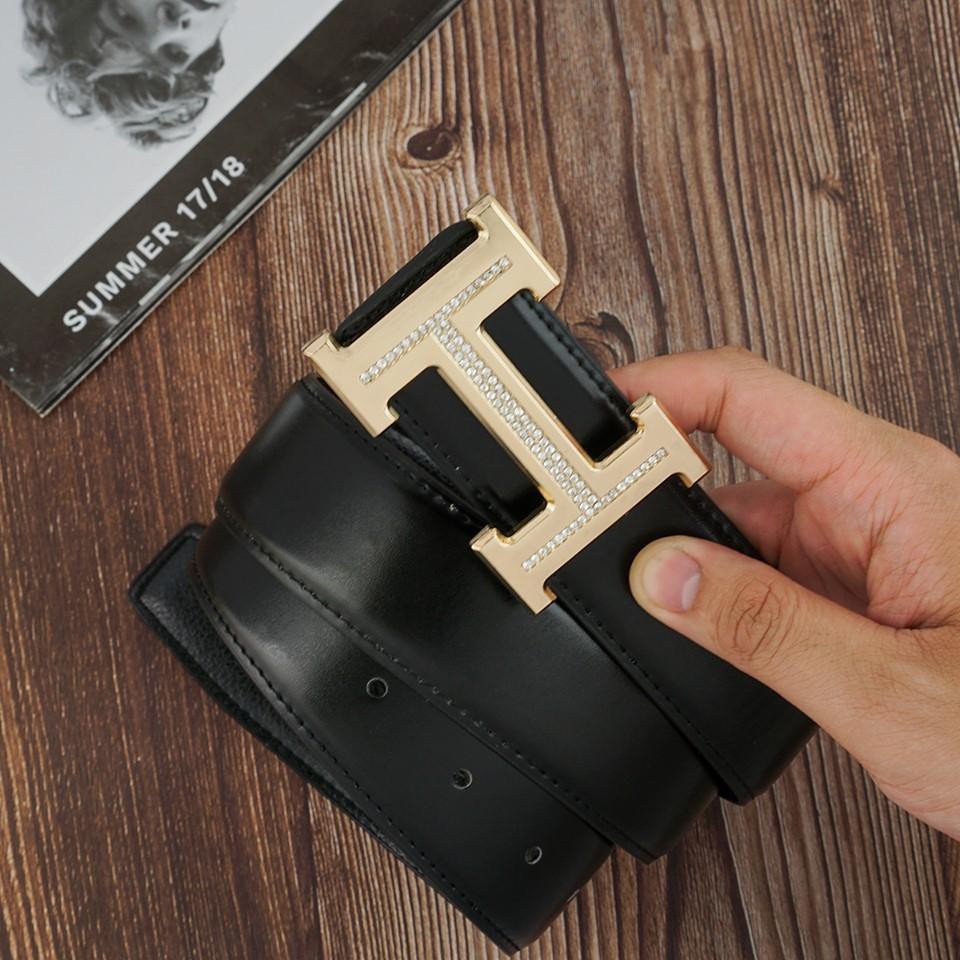 Thắt lưng, Dây nịt nam H đính đá cao cấp, chiều dài dây 100-120cm