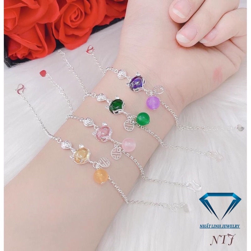 Lắc tay nữ hồ ly đủ màu may mắn tình duyên chất liệu bạc ta - Kho sỉ bạc Nhất Linh