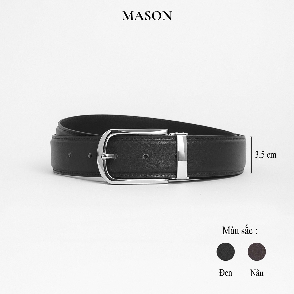Thắt lưng nam da bò trơn cao cấp bản 3,5 cm thương hiệu MASON - M20