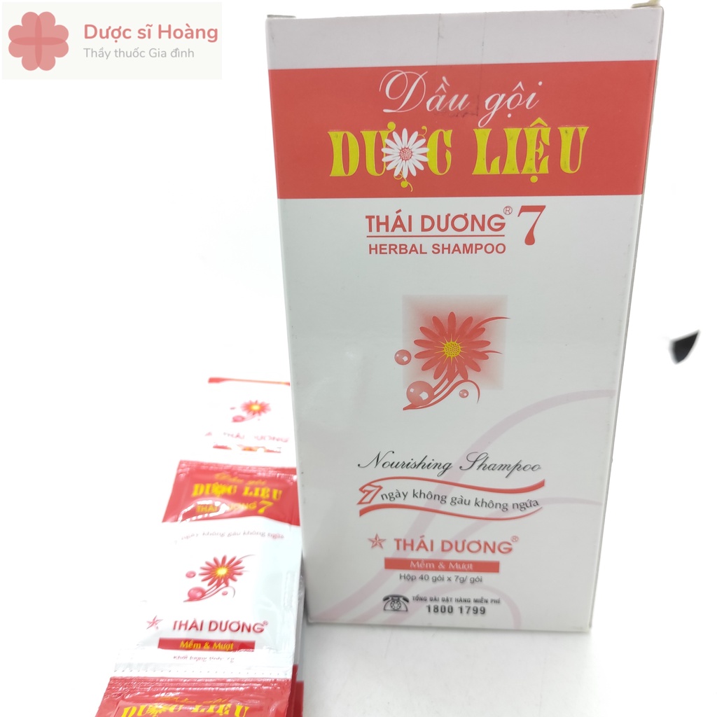 Dầu Gội Dược Liệu Thái Dương 7 - Hộp 40 gói - 7 Ngày Không Gàu Không Ngứa