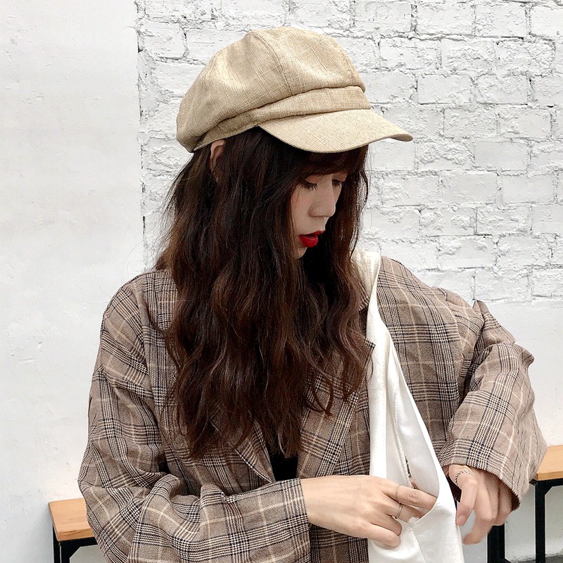 Mũ Bát Giác Chất Liệu Cotton Lanh Phong Cách Retro Nhật Bản Cho Nữ