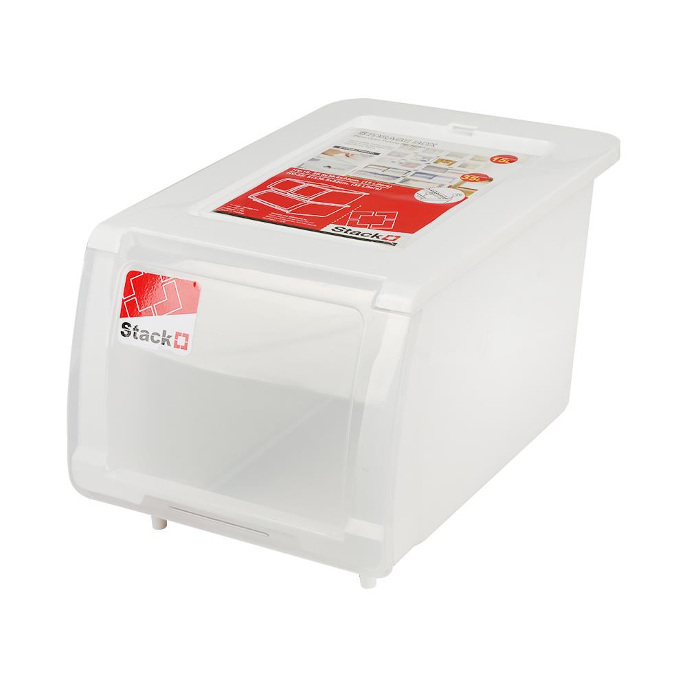 HomeBase STACKO Hộp nhựa đựng đồ đa năng có nắp phí trước 15L Thái Lan W38.8xH23xD25.5cm màu trắng trong