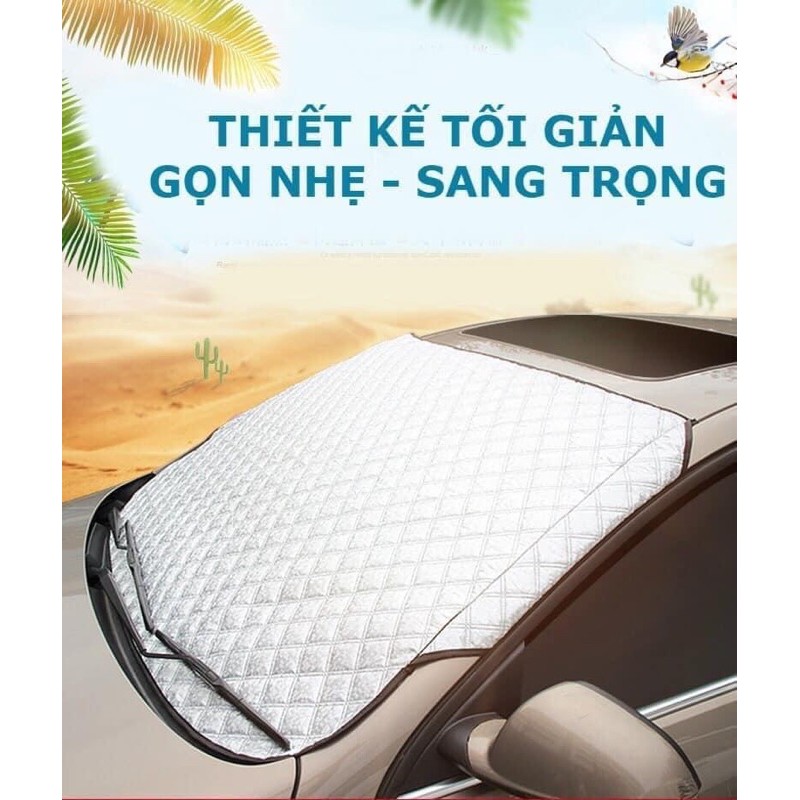 bạt che kính lái ô tô tráng bạc 3 lớp cao cấp chống nóng