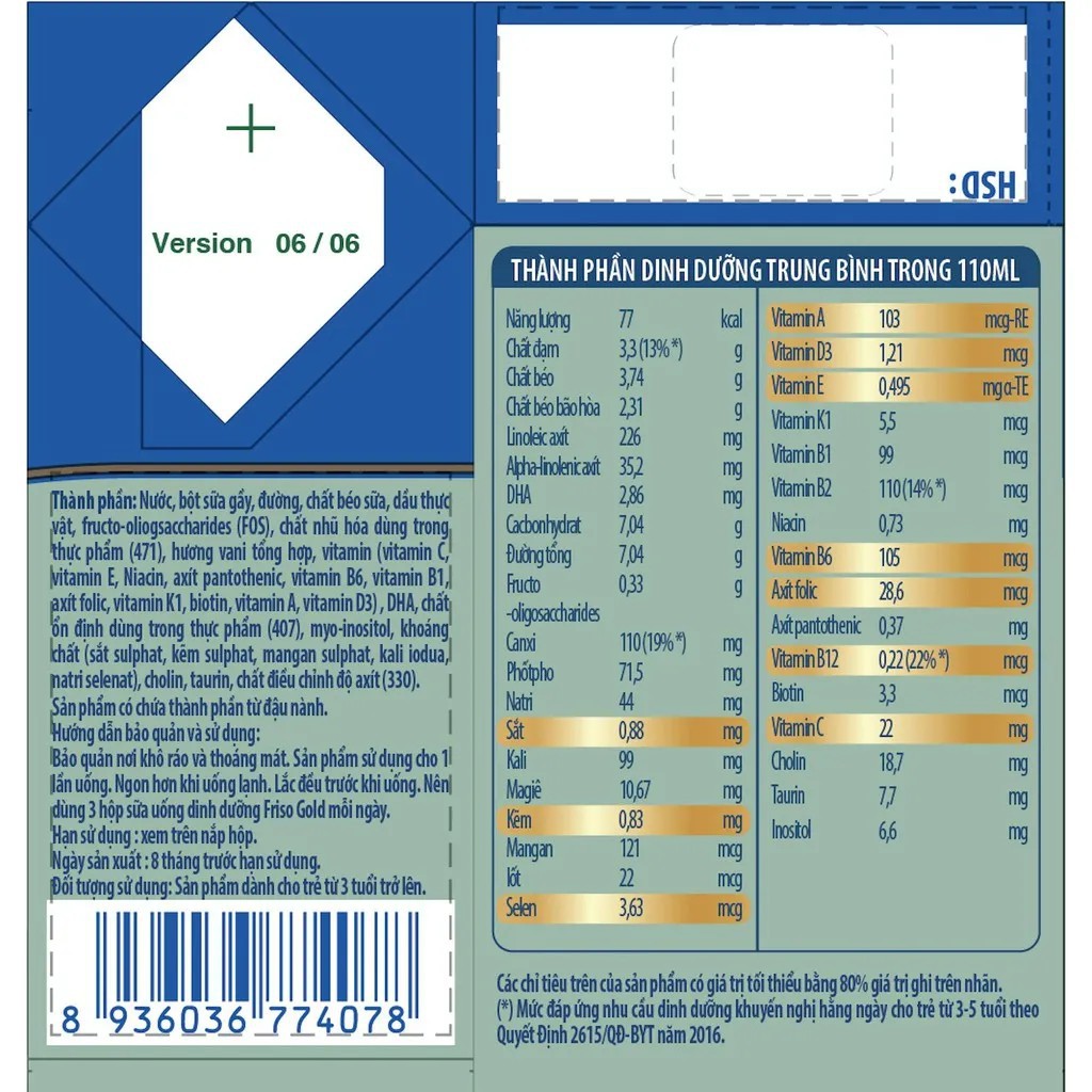 - 1 lốc Friso RTD 110ml/hộp