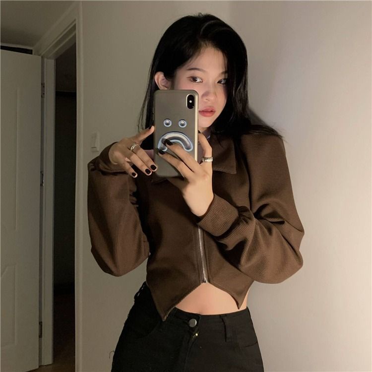 Bubble sleeve POLO collar shirt women's Spring and Autumn new slimming short style with a minority sense of design chic