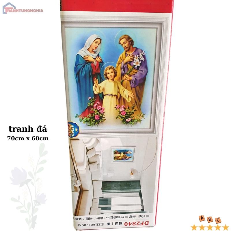 Tranh đính đá, tranh thêu chữ thập gia đình thánh gia