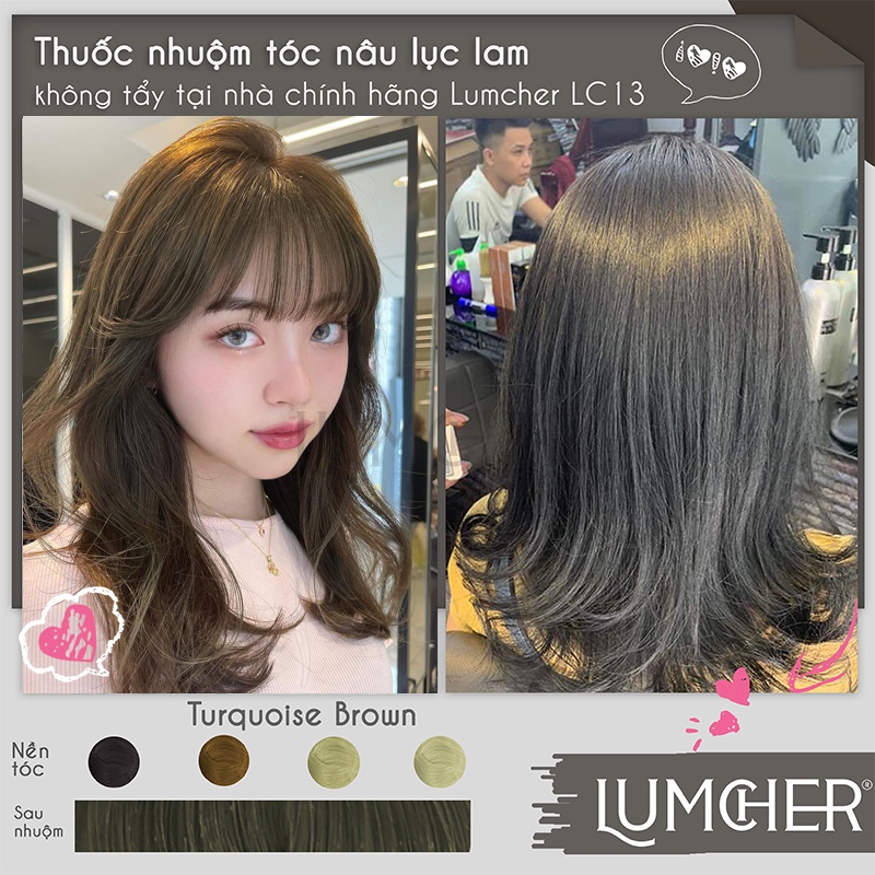 Thuốc nhuộm tóc Nâu Lục Lam không tẩy tại nhà chính hãng Lumcher LC13