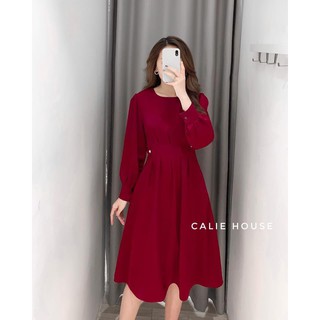 (SẴN/VIDEO THẬT) VÁY LI EO CÚC SƯỜN CỔ TRÒN🌿