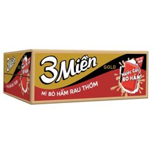 Thùng 30 gói mì 3 Miền GOLD Nước Cốt Bò Hầm 75gr_tặng thêm 2 gói mì gold chua cay