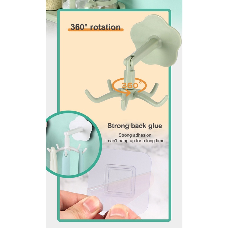 Bộ 2 Cái 2 Cái 2 Cái 360 Độ ° Móc Treo Đồ Dùng 5 Móc Dạng Xoay Tự Dính Không Cần Khoan Tiện Dụng Cho Gia Đình