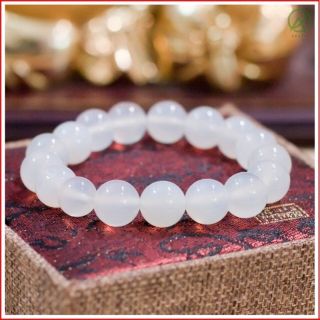 Vòng tay đá mã não trắng 10 li mệnh kim