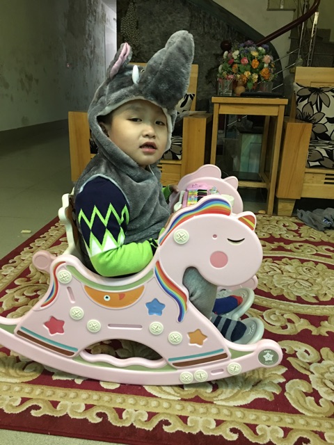 Ngựa bập bênh 3 chức năng tặng kèm đàn piano và ảnh thật