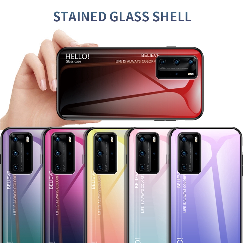 Ốp Lưng Kính Cường Lực Siêu Mỏng Cho Huawei P40 Pro P40 Lite Nova 7i Honor View 30 V30