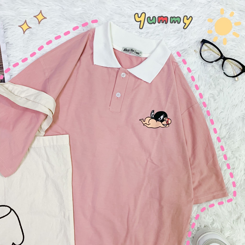 Áo thun Polo tay lỡ Cushin  phông Unisex nam nữ tee oversize form rộng pull Ulzzang Streetwear Hàn Quốc vải mềm