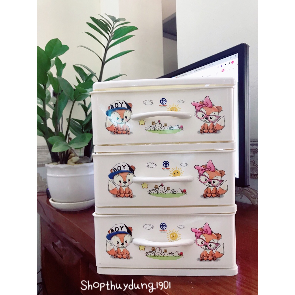 Tủ nhựa mini Việt Nhật 3 tầng cho bé. Tủ đựng thuốc. Tủ đựng đồ đa năng