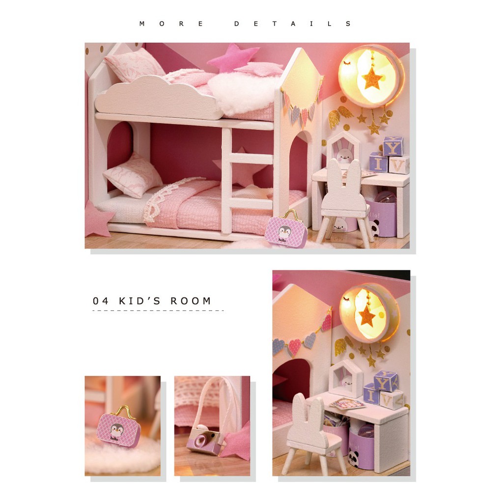 Mô hình nhà búp bê DIY Doll House Miniature_ DREAM ANGEL _Tặng TẤM CHE BỤI + KEO