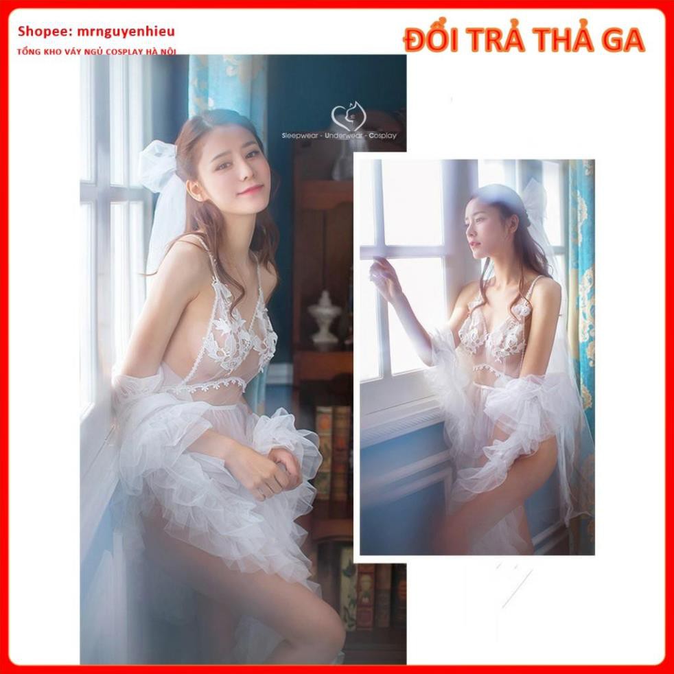 Váy ngủ cosplay sexy hóa trang cô dâu cao cấp, đầm ngủ 2 dây sexy gợi cảm mã CD004 - Hà Nội