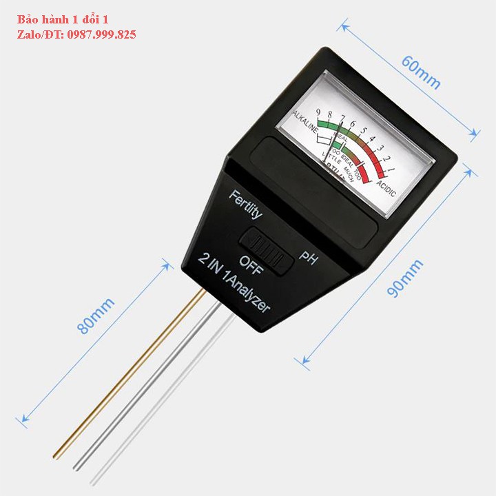 Máy đo giá trị pH và độ dinh dưỡng đất cây trồng với 3 đầu dò là dụng cụ lý tưởng cho nhà nông làm vườn