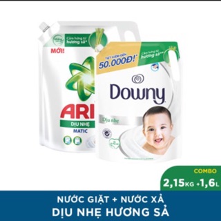 Combo nước giặt Ariel dịu nhẹ hương xả 2,15kg và nước xả Downy dịu nhẹ 1,6L