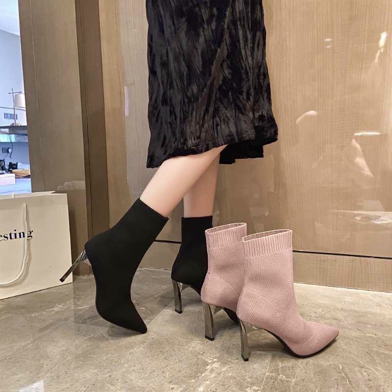 Bốt/Boots Chun len mũi nhọn gót gương 8cm FULLBOX | BigBuy360 - bigbuy360.vn