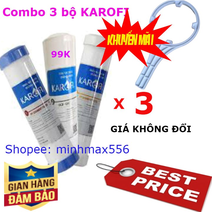 [Mã ELHACE giảm 4% đơn 300K] [UY TÍN SỐ 1] Combo 3 bộ lọc nước karofi chính hãng 1-2-3 | GIÁ TỐT DÀNH CHO QUÝ ĐẠI LÝ