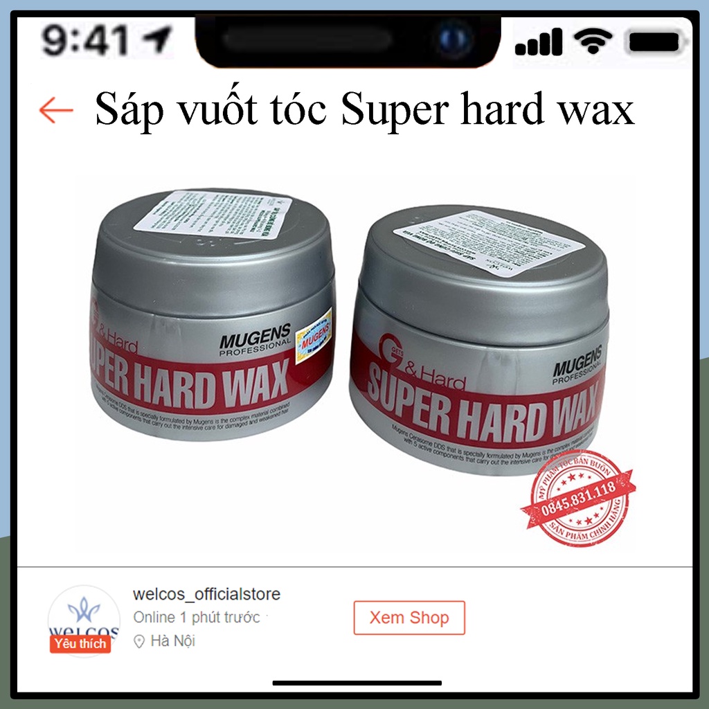 Sáp vuốt tóc Welcos Super Hard Wax giúp tóc siêu cứng bóng dễ dàng tái tạo kiểu ST14