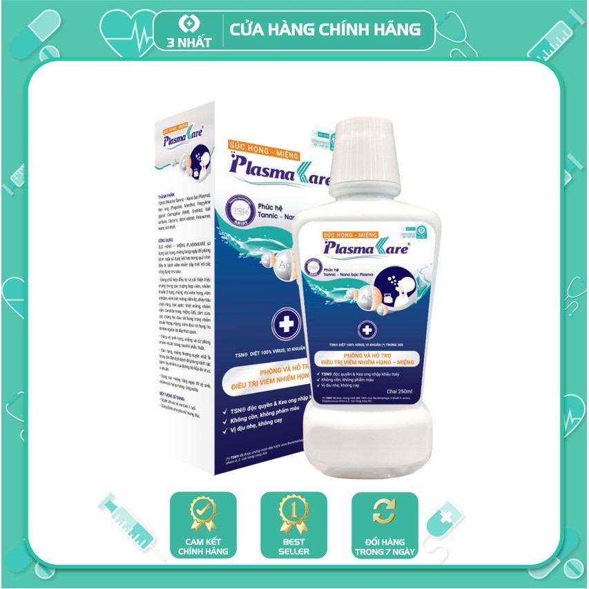 Nước súc họng, miệng PlasmaKare hết hôi miệng, nhiệt miệng, giảm ho, đau rát họng