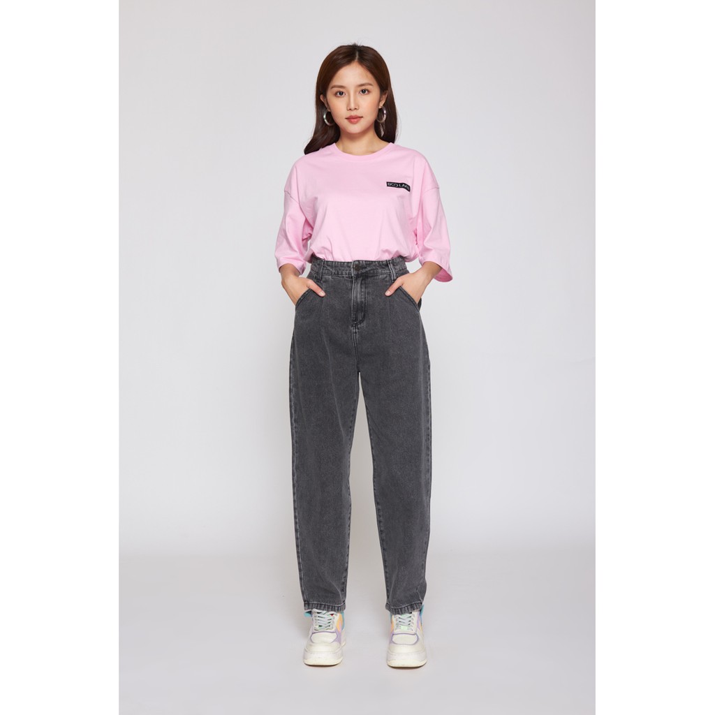 Quần Jeans Nữ BOO Dáng Slouchy Thêu Họa Tiết Lửa