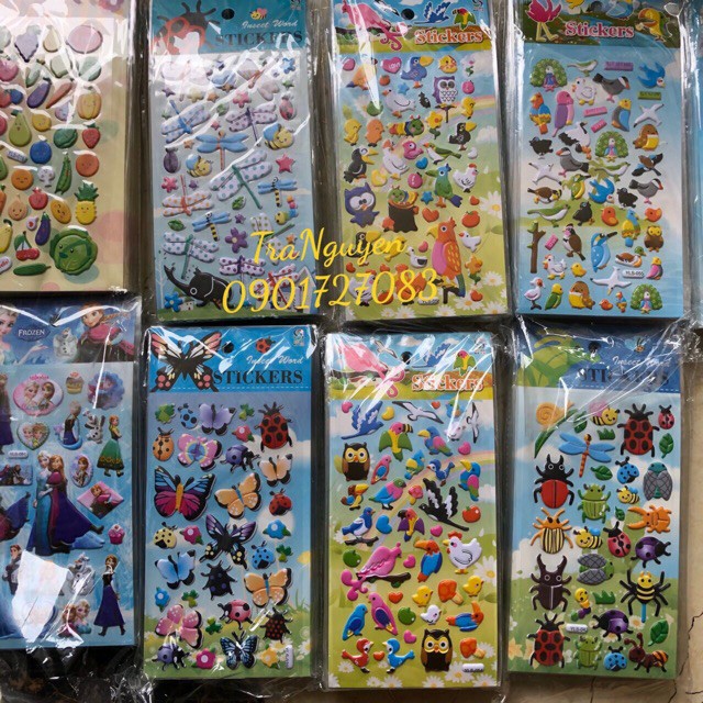 Sticker nhựa nổi nhiều mẫu siêu xinh dán điện thoại, máy tính, sổ tay 4 ...